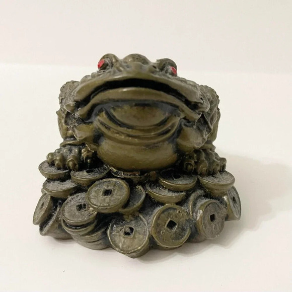 Chinese Feng Shui Resin Wealth  Lucky Money Frog Statue Figurine Chip - Picture 8 of 11